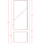Deurontwerp met afmetingen in centimeters.