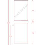 Deur ontwerp met afmetingen in millimeters.