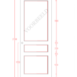 Deur met afmetingen en drie panelen, MooiePlinten.nl
