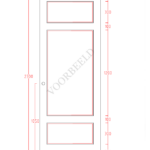 Technische tekening van deur met afmetingen.