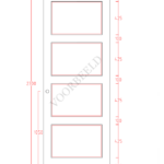Diagram van deur met vier panelen en afmetingen.