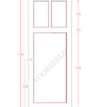 Technische tekening van een deur met afmetingen