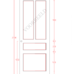 Deur met afmetingen en paneelindeling