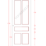 Technische tekening van een deur met afmetingen.