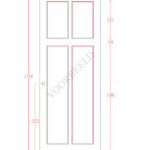 Deur ontwerp met afmetingen in centimeters
