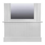 Witte houten vensterbank met paneel en spiegel